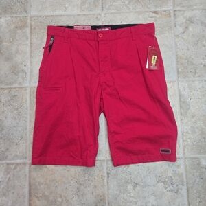 Ecko Unltd. Red Relaxed Fit Cargo Shorts Cotton Ripstop Wash Size 36 Relaxed